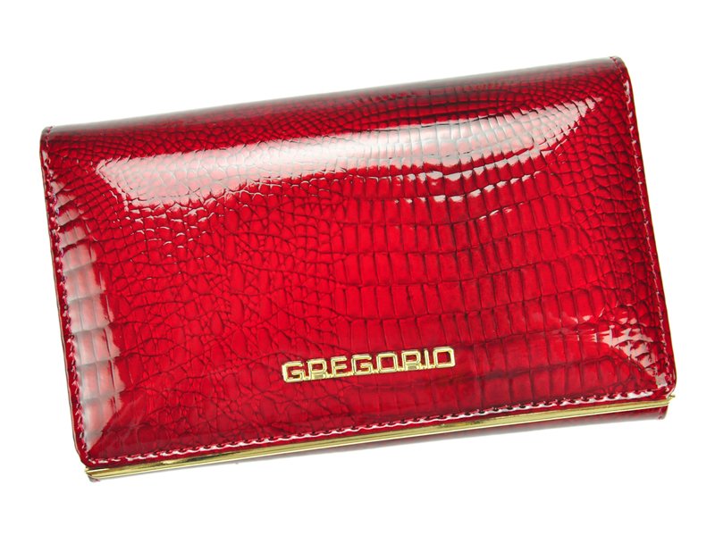 Malá červená lesklá kožená peněženka Gregorio SLL-110