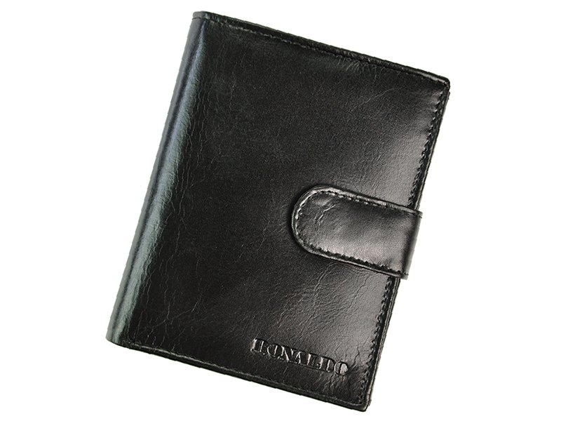 Černá pánská kožená peněženka Ronaldo N4L-VT s upínkouČerná kožená peněženka Ronaldo RM-06L-CFL s upínkou