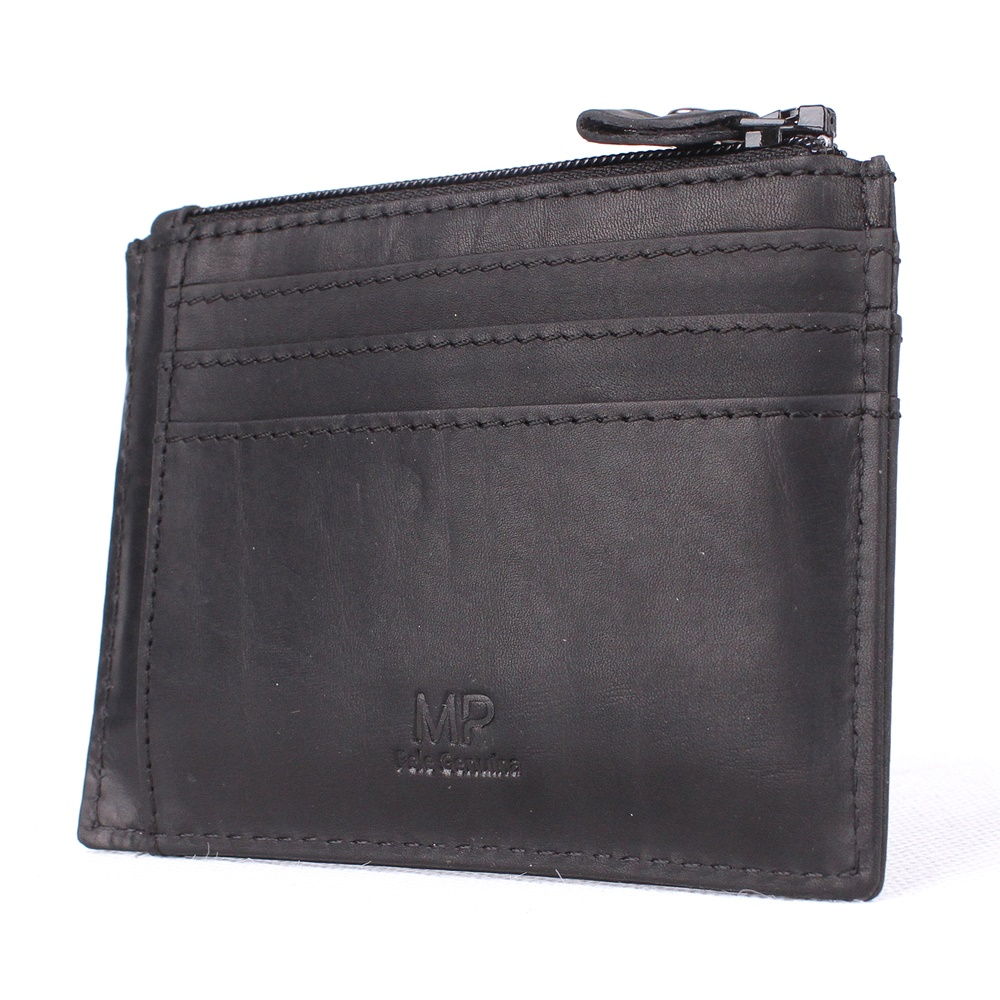 Malá unisex luxusní černá kožená dokladovka/peněženka Marta Ponti 020