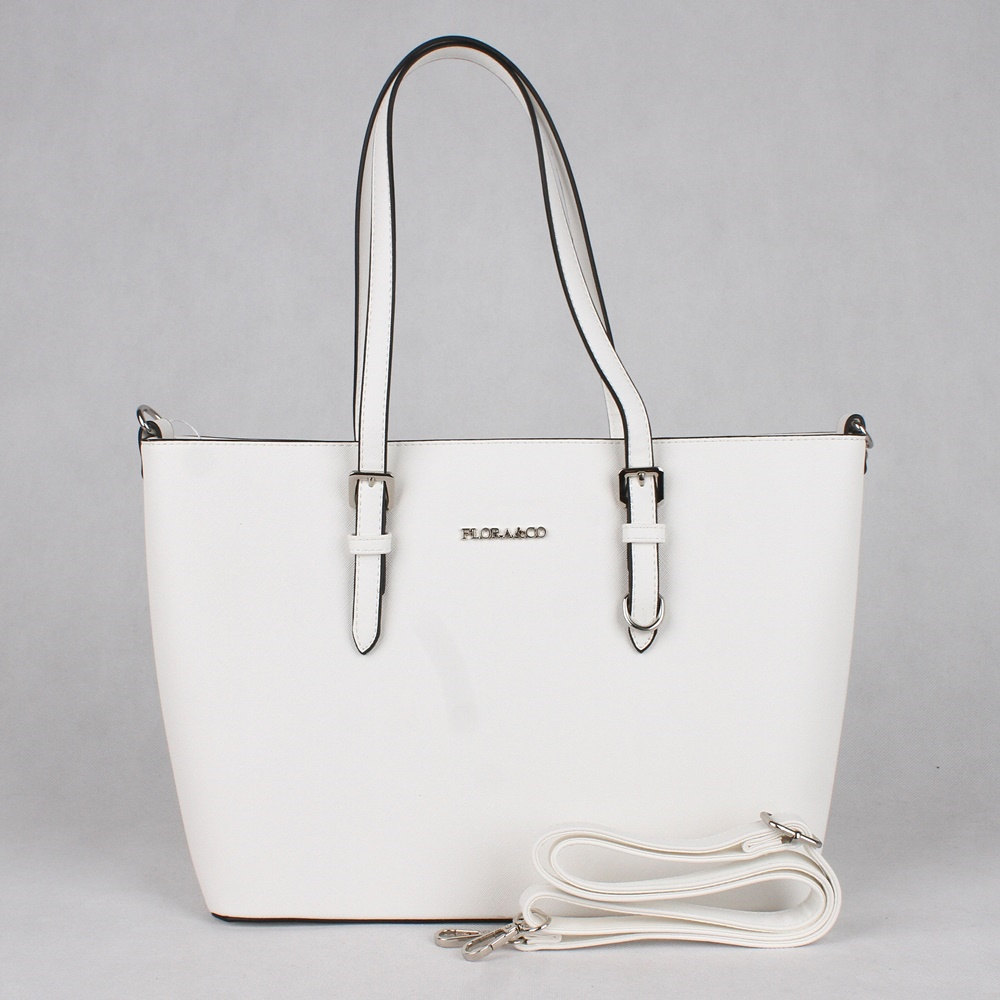 Bílá velká elegantní pevná kabelka na rameno FLORA&amp;CO F9126