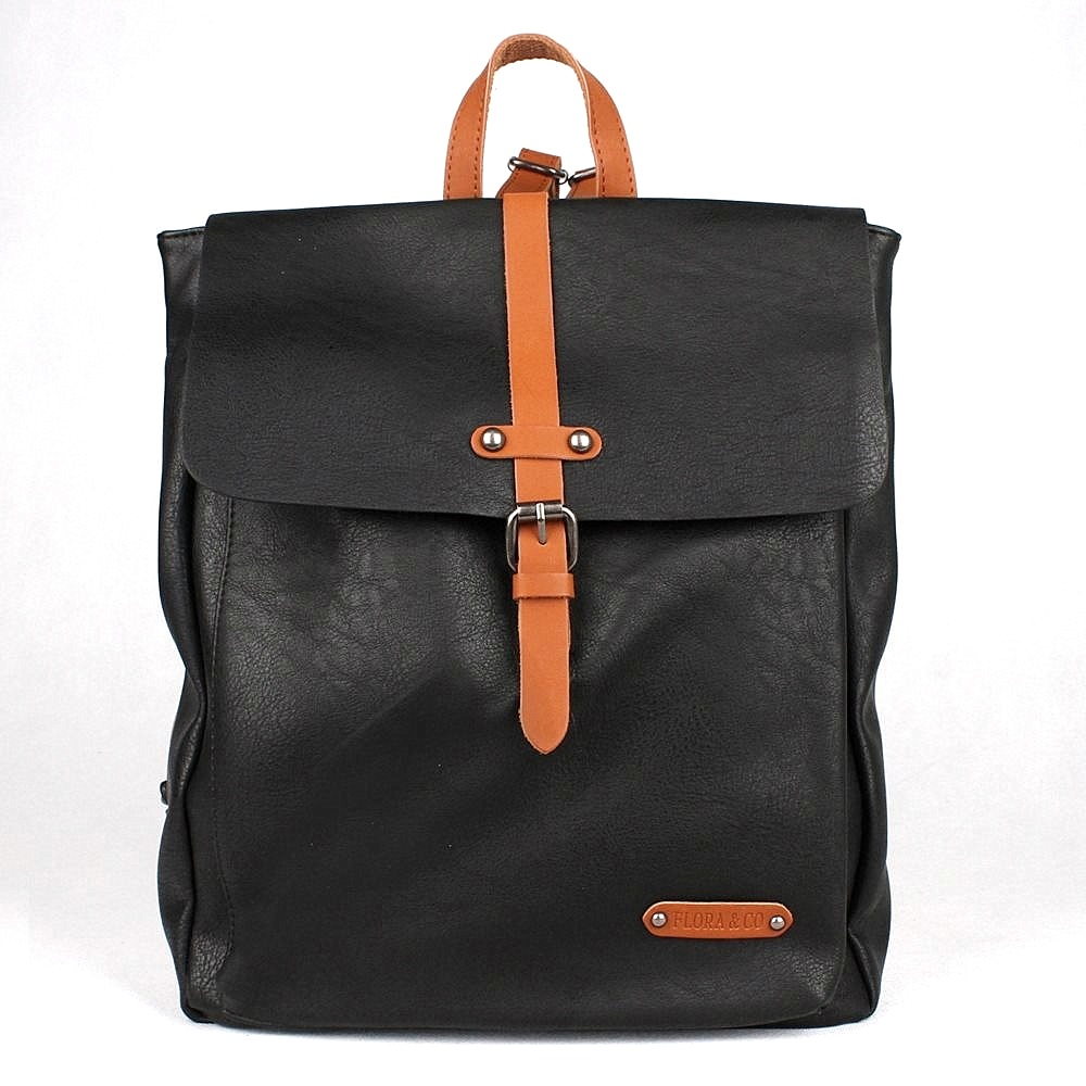 Velký městský černý batoh FLORA&amp;CO H6725 s obsahem cca 10l, formát A4