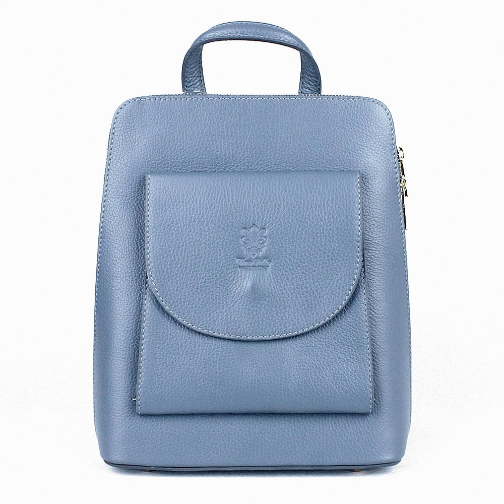 Modrý kožený batoh/crossbody kabelka no. 40 o obsahu cca. 4-5 l