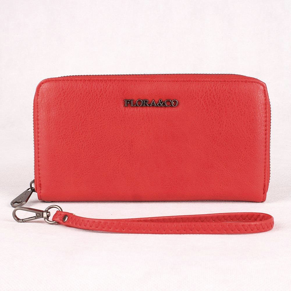 Celozipová červená peněženka FLORA&CO H1689