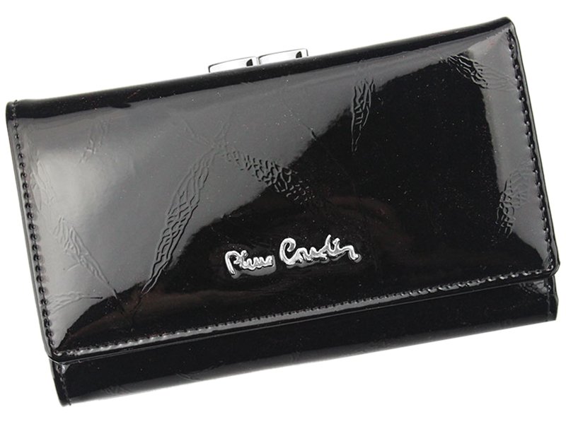 Černá lesklá kožená peněženka Pierre Cardin LEAF 108