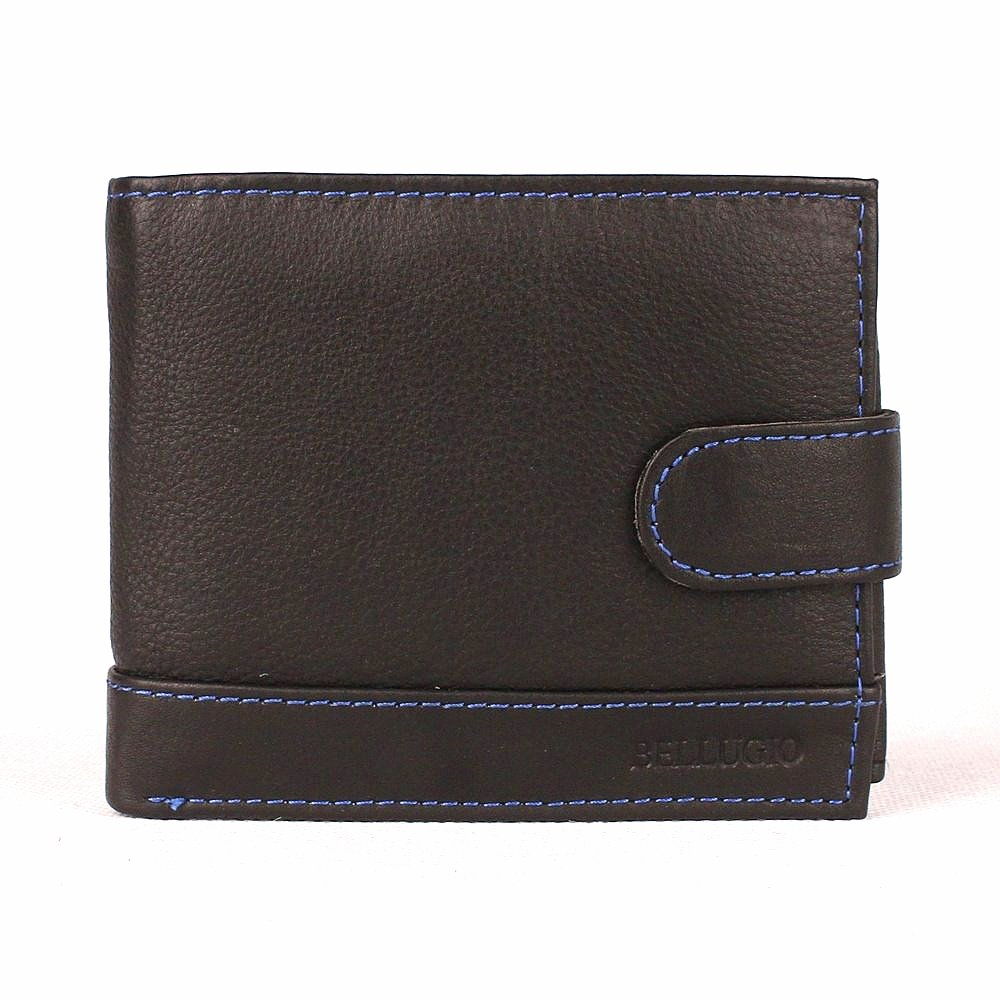Černá kožená peněženka Bellugio s modrým proužkem