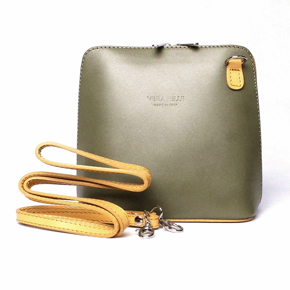 Zeleno-žlutá malá kožená crossbody kabelka no. 55