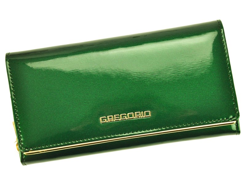 Lesklá zelená kožená peněženka Gregorio ZLL106