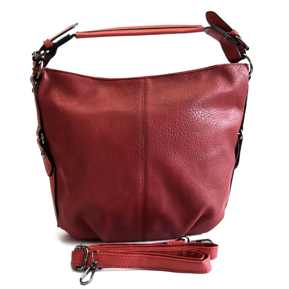 Středně velká tmavěčervená kabelka na rameno i crossbody G6714