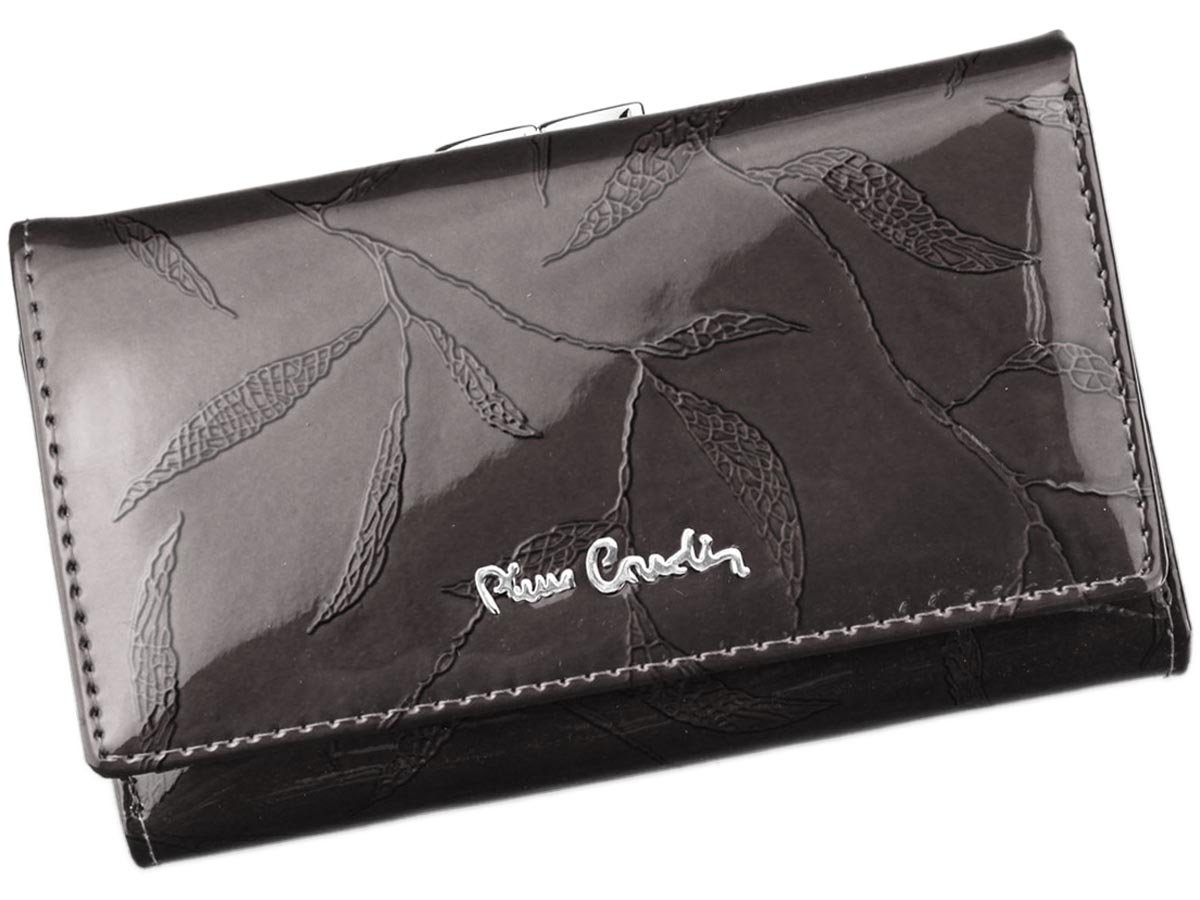 Šedá lesklá kožená peněženka Pierre Cardin LEAF 108