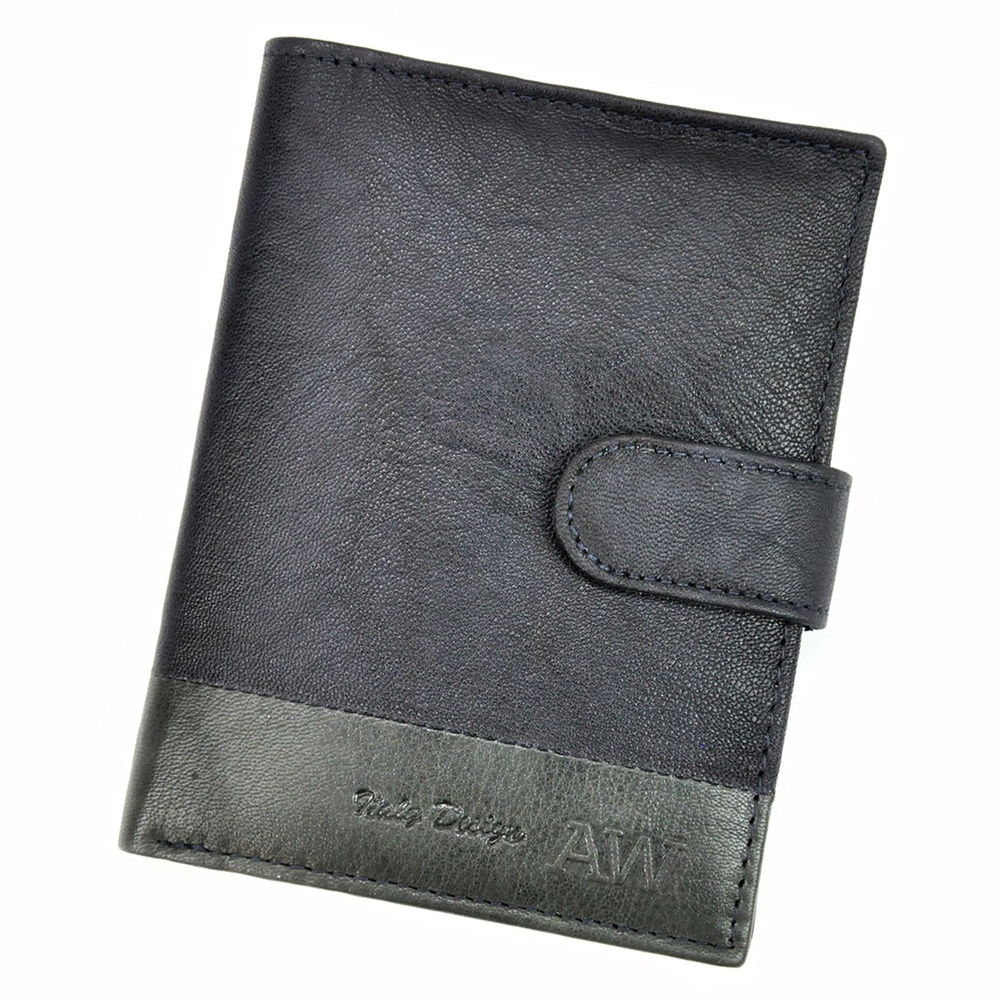 Tmavěmodrá kožená peněženka Wild N4L-GA s upínkou + RFID
