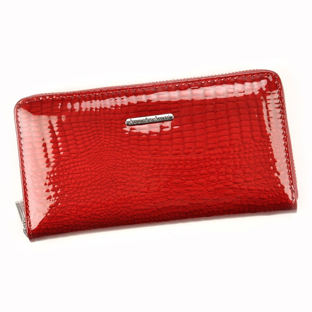 Lesklá celozipová kožená červená peněženka Jennifer Jones 5247