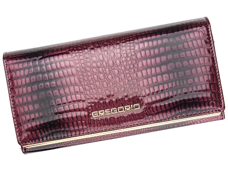 Fialová lesklá kožená peněženka Gregorio SLL100