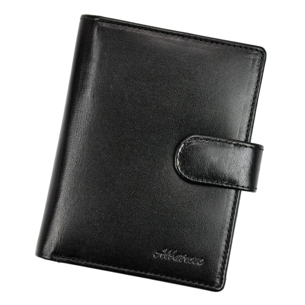 Černá kožená peněženka Allbatross 02 s upínkou + RFID