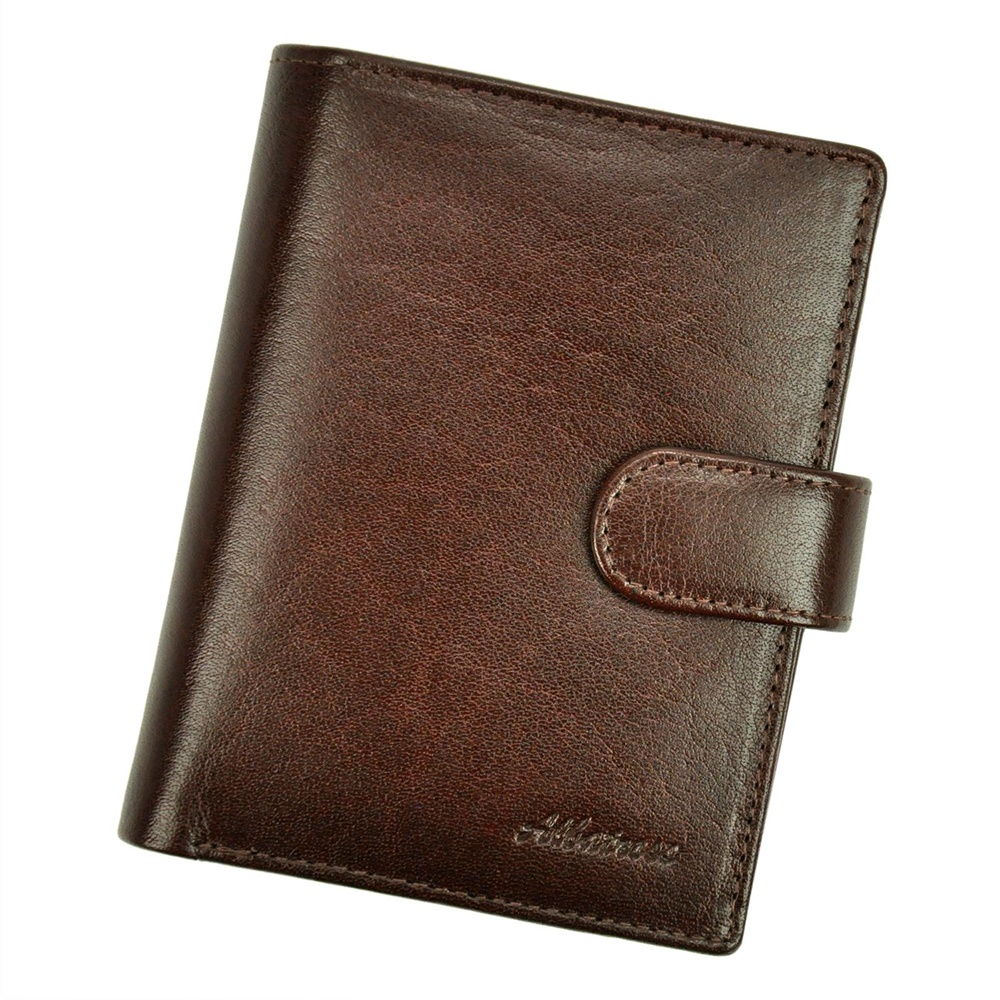 Hnědá kožená peněženka Allbatross 02 s upínkou + RFID