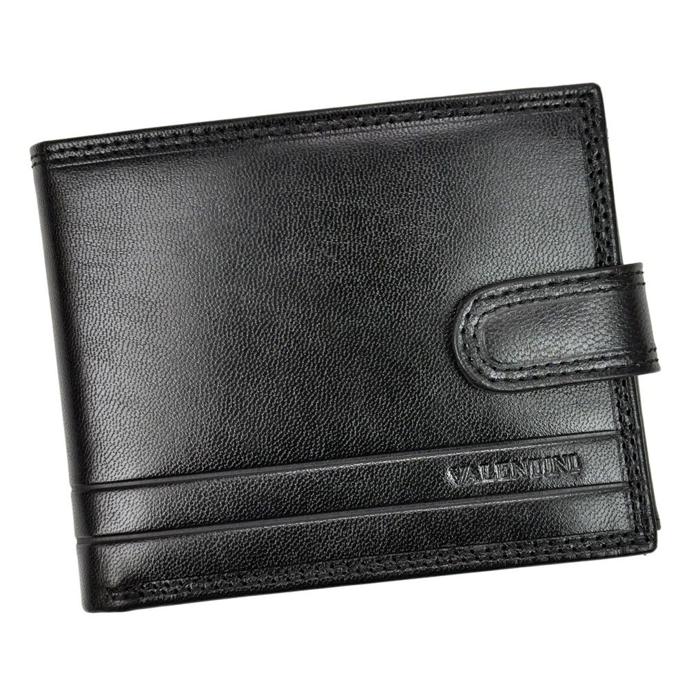 Černá pevná mírně lesklá kožená peněženka Valentini 987-561