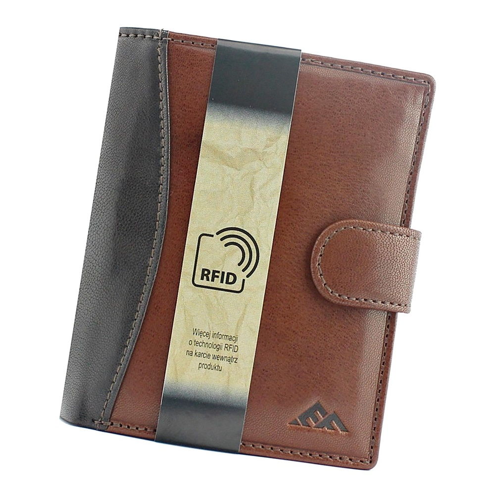 Hnědá kožená peněženka El Forrest 547 s upínkou + RFID