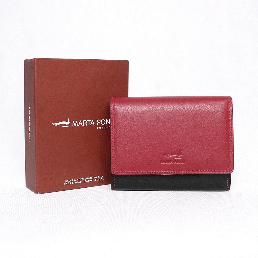 Luxusní černo-červená kožená peněženka Marta Ponti no. P0049