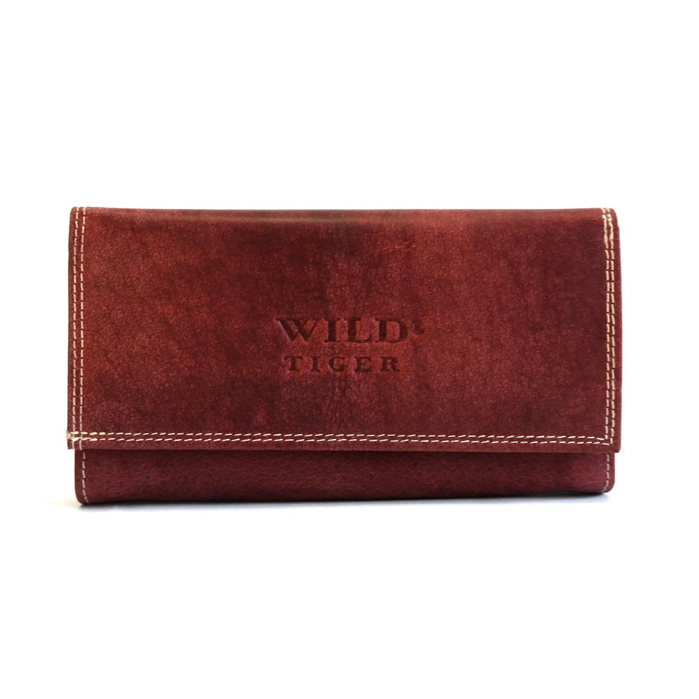 Tmavěčervená kožená peněženka Wild Tiger XL