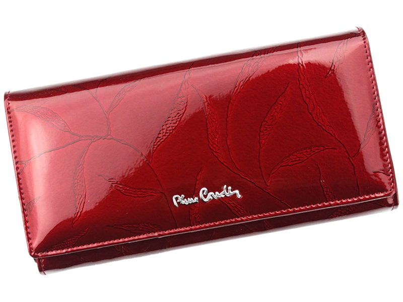 Červená lesklá kožená peněženka Pierre Cardin LEAF 106