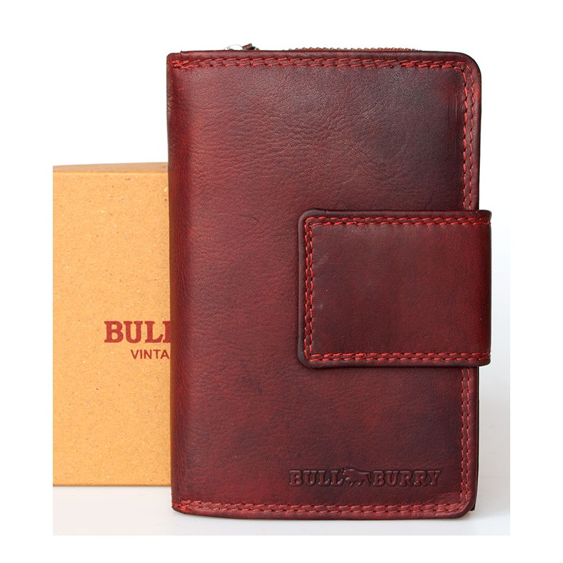 Masivní celokožená tmavěčervená peněženka Bull Burry + RFID