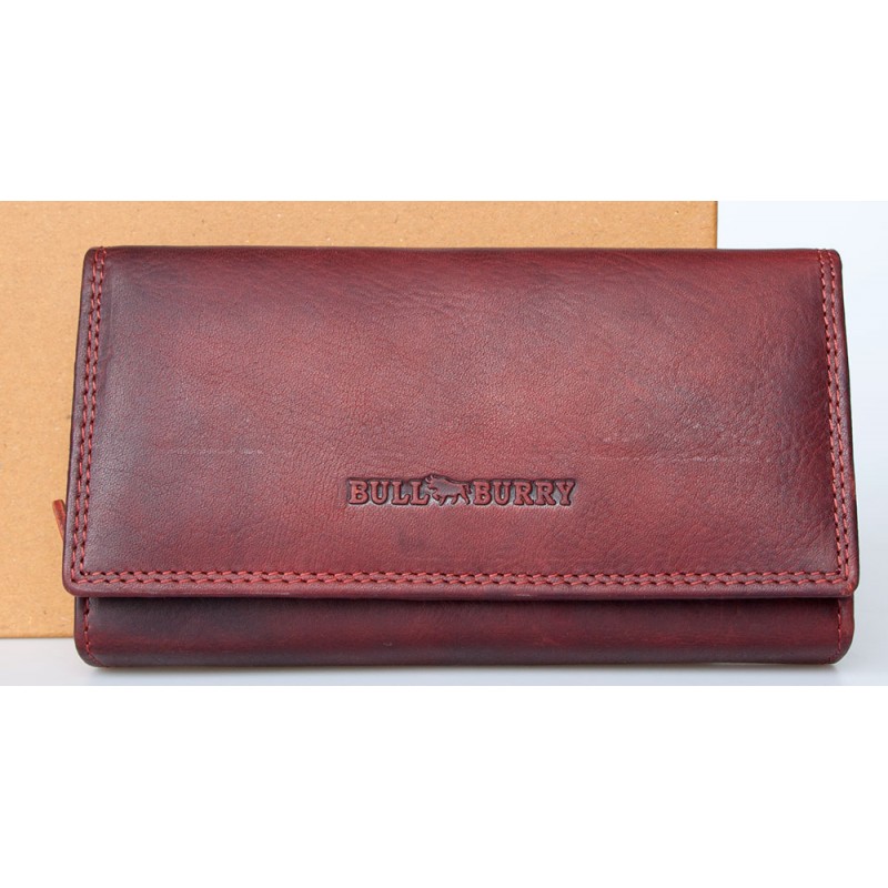 Masivní celokožená tmavěčervená peněženka Bull Burry + RFID