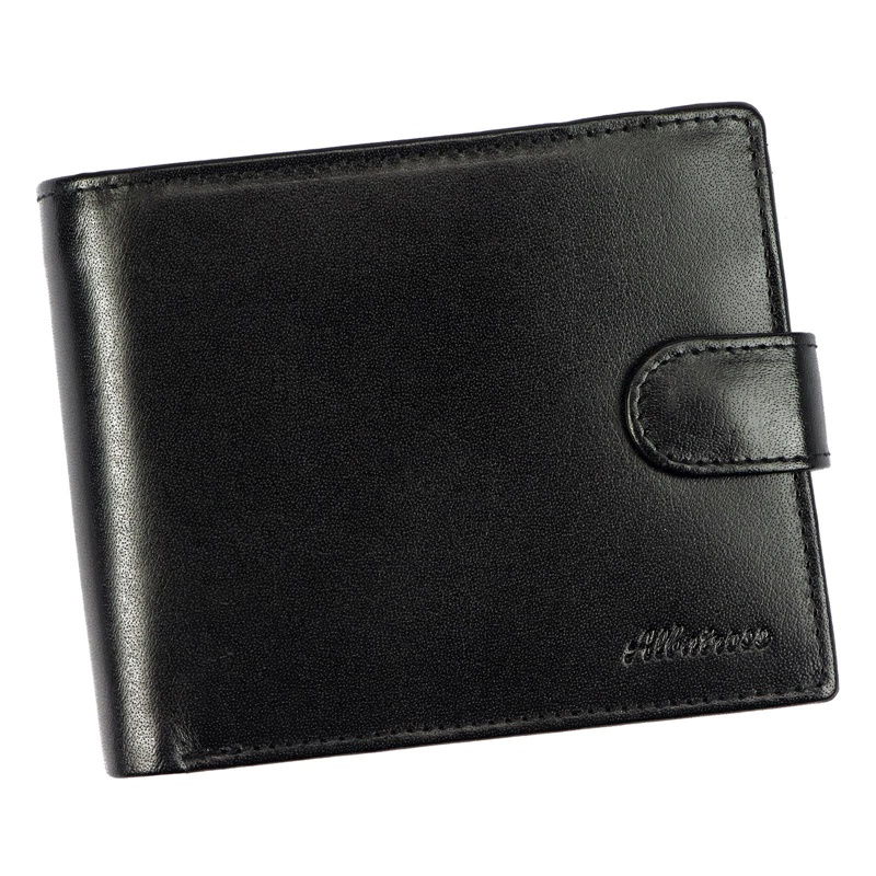 Černá kožená peněženka Albatross 04L s upínkou + RFID