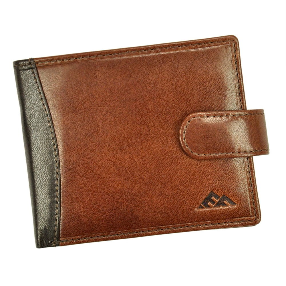 Menší hnědá podélná kožená peněženka El Forrest 573 s upínkou + RFID
