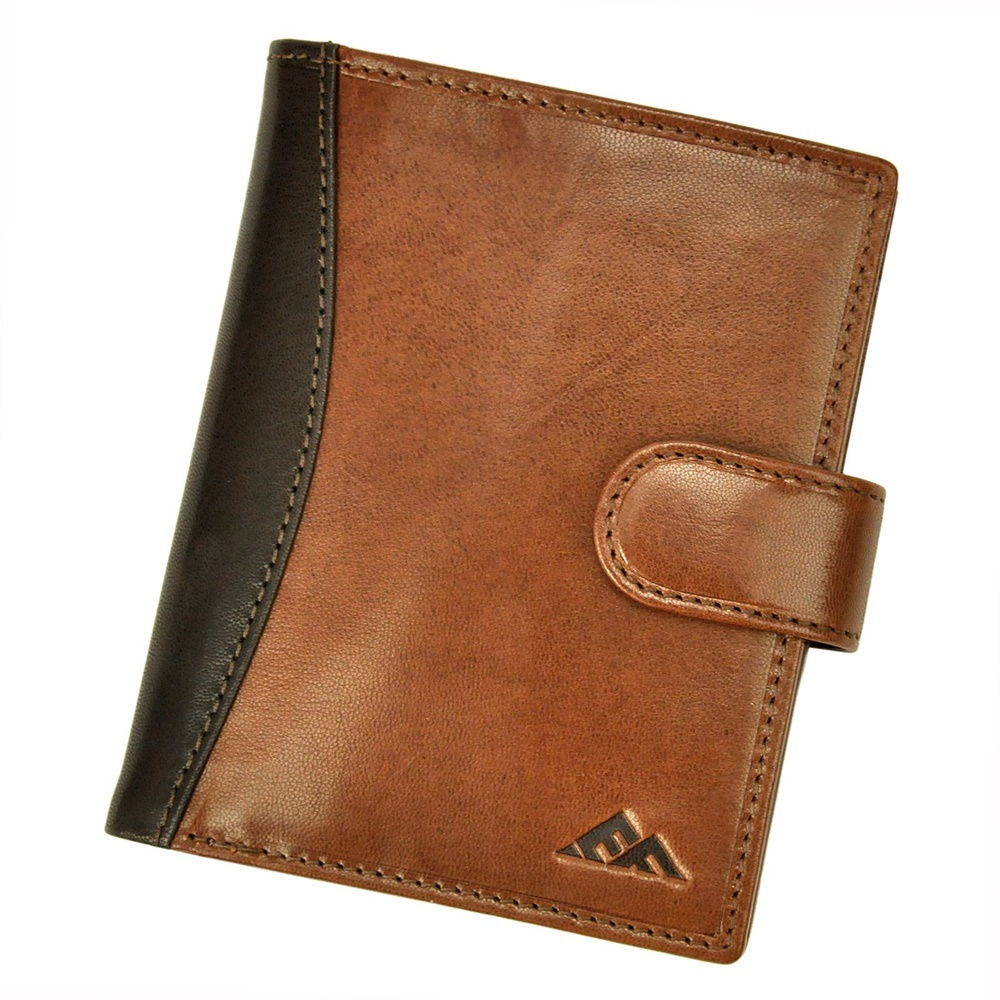 Hnědá kožená peněženka El Forrest 570 s upínkou + RFID