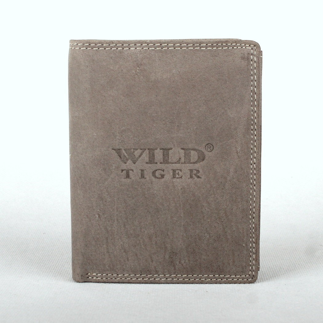 Šedá kožená peněženka Wild Tiger (AM-28-034)