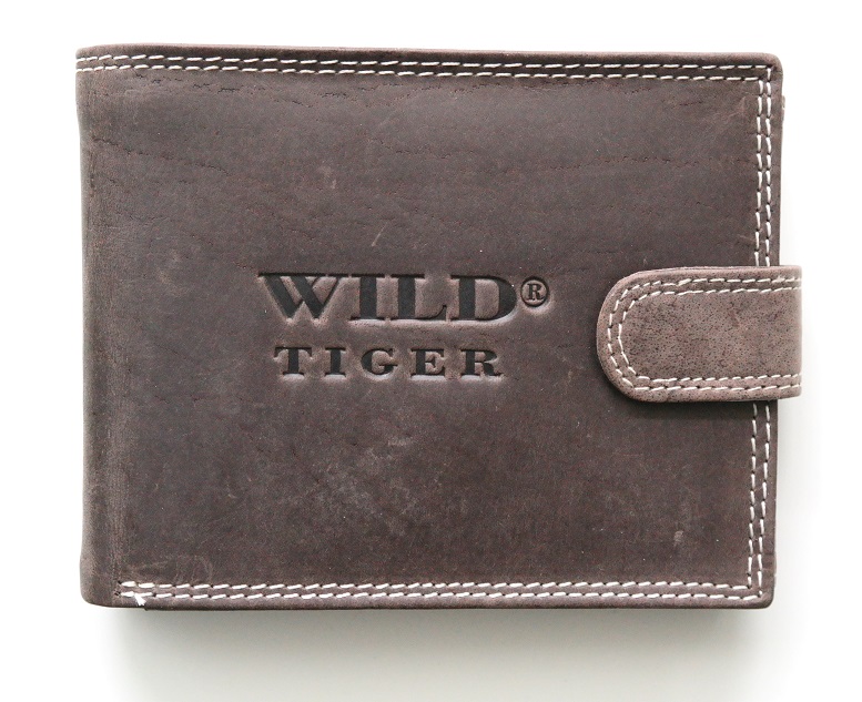 Tmavěhnědá kožená peněženka WILD Tiger 
