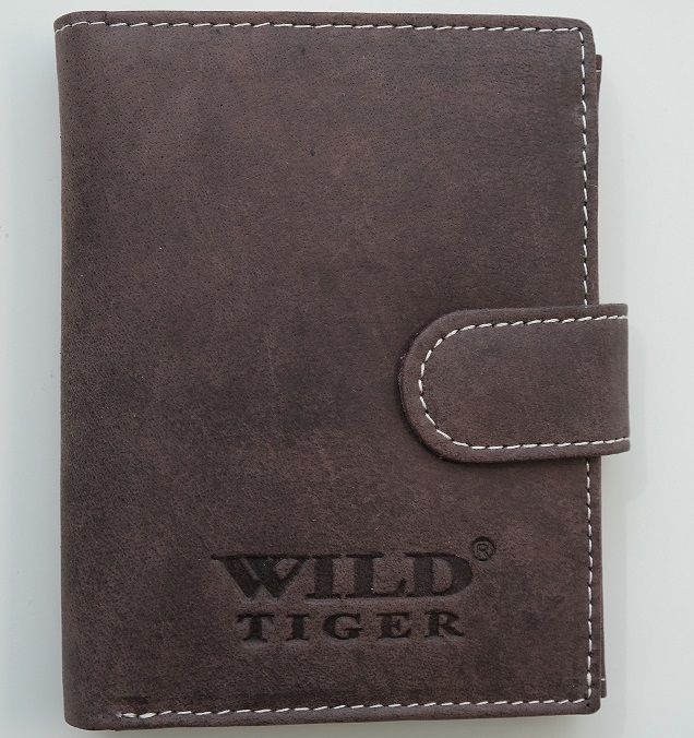 Tmavěhnědá kožená peněženka Wild Tiger (AM-28-072)