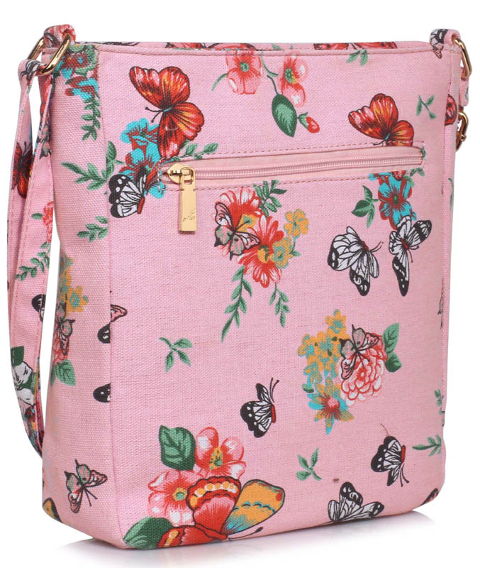 Crossbody kabelka LS00488 růžová s motýly
