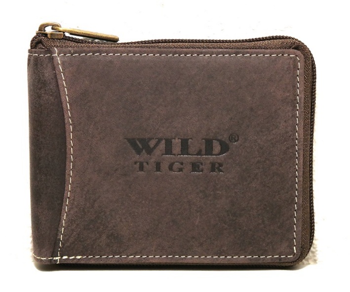 Tmavěhnědá kožená peněženka Wild Tiger