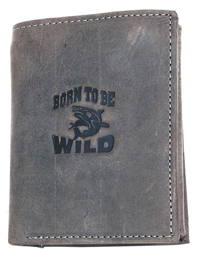 Šedohnědá kožená peněženka Born to be Wild se žralokem