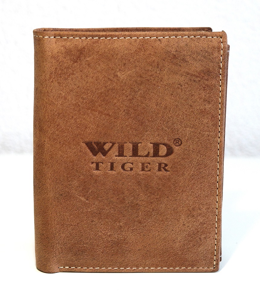 Světlehnědá kožená peněženka Wild Tiger (AM-28-123)