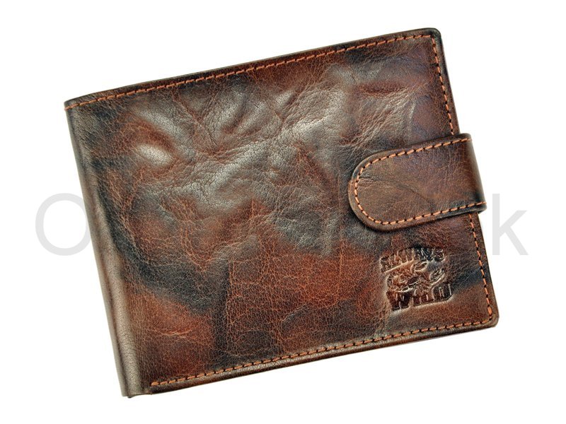 Tmavěhnědá kožená peněženka Always Wild N992L-BC se štírem s upínkou
