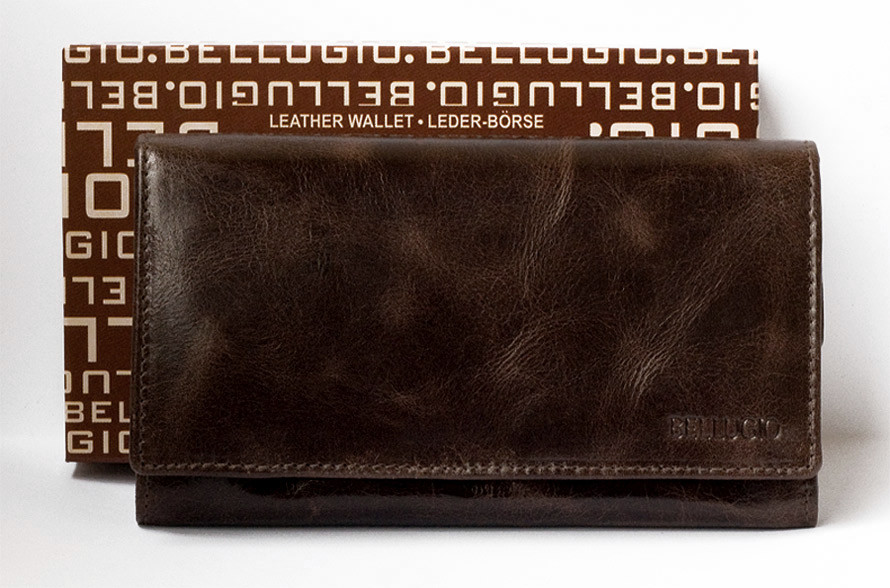 Tmavěhnědá kožená peněženka Bellugio