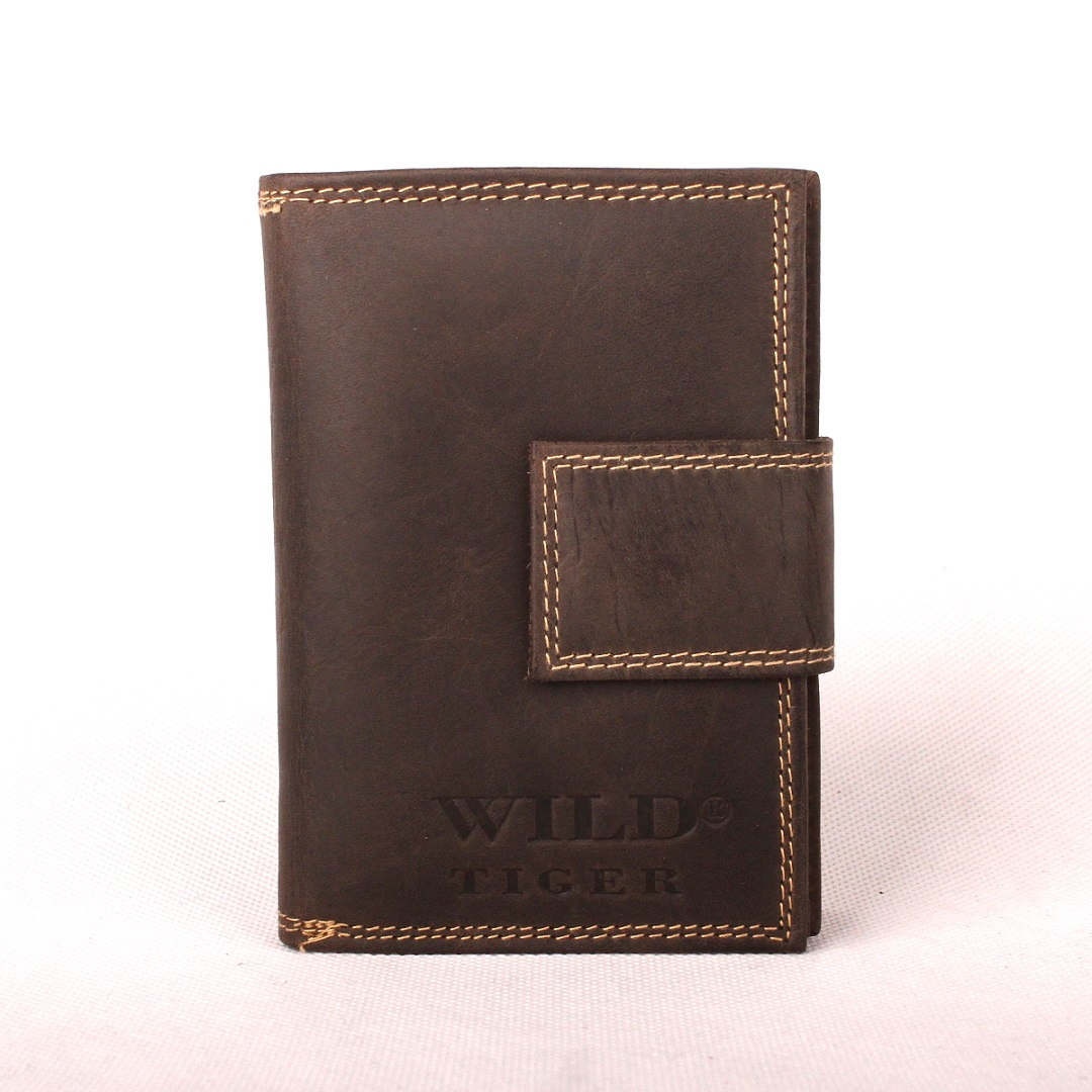 Tmavěhnědá kožená peněženka Wild Tiger ZD-28-062
