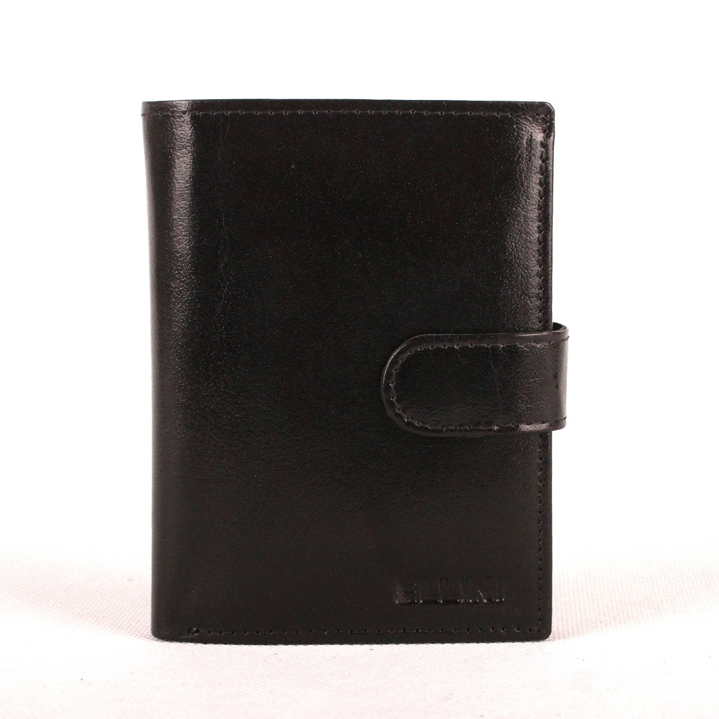 Černá hladká mírně lesklá kožená peněženka ELLINI 