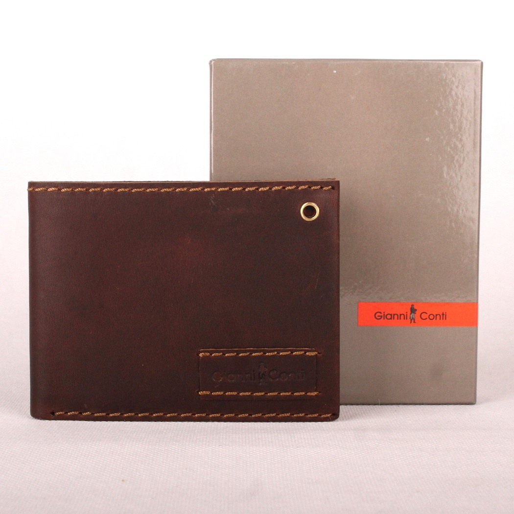 Luxusní tmavěhnědá kožená peněženka Gianni Conti no. 1227100