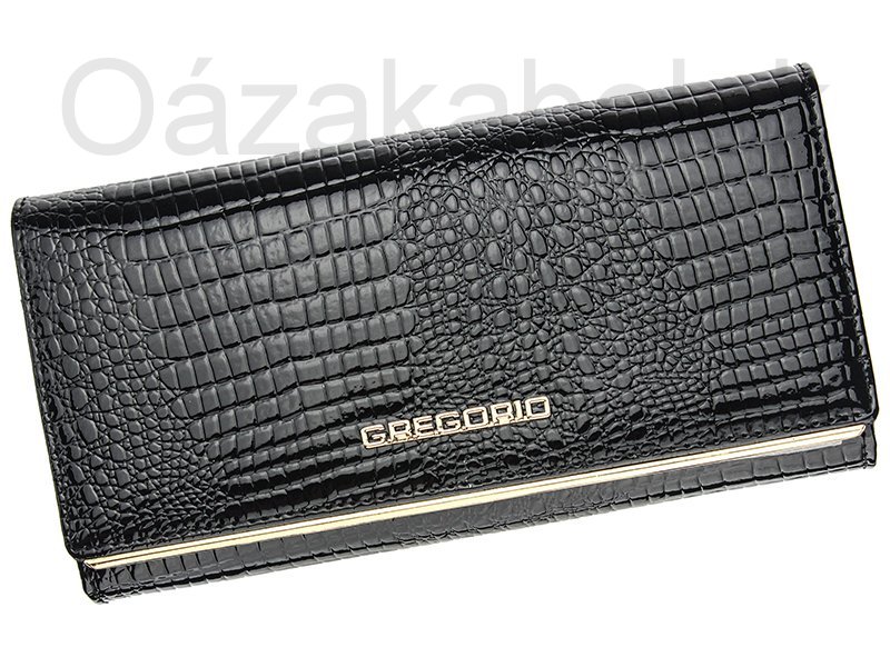 Lesklá černá kožená peněženka Gregorio SLL106