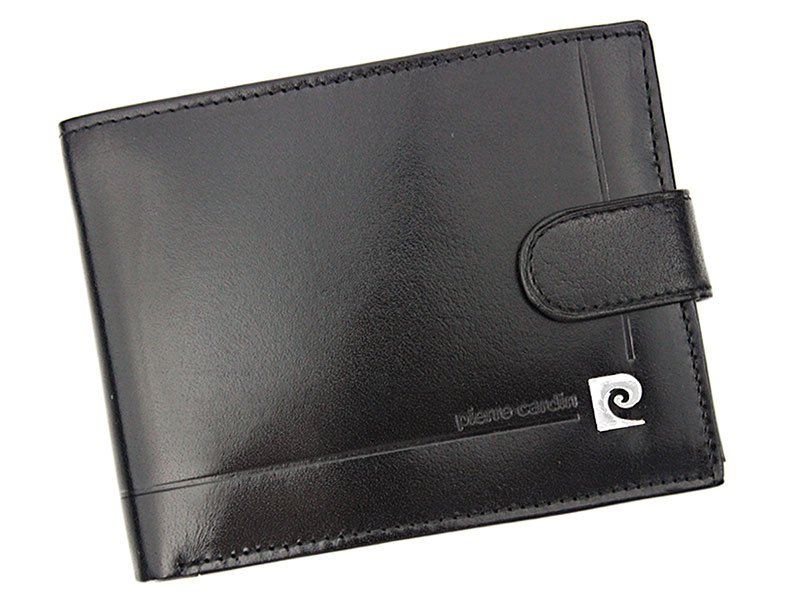 Luxusní černá kožená peněženka Pierre Cardin YS507.1 324A s upínkou