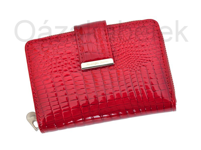 Lesklá červená kožená peněženka Jennifer Jones 5198