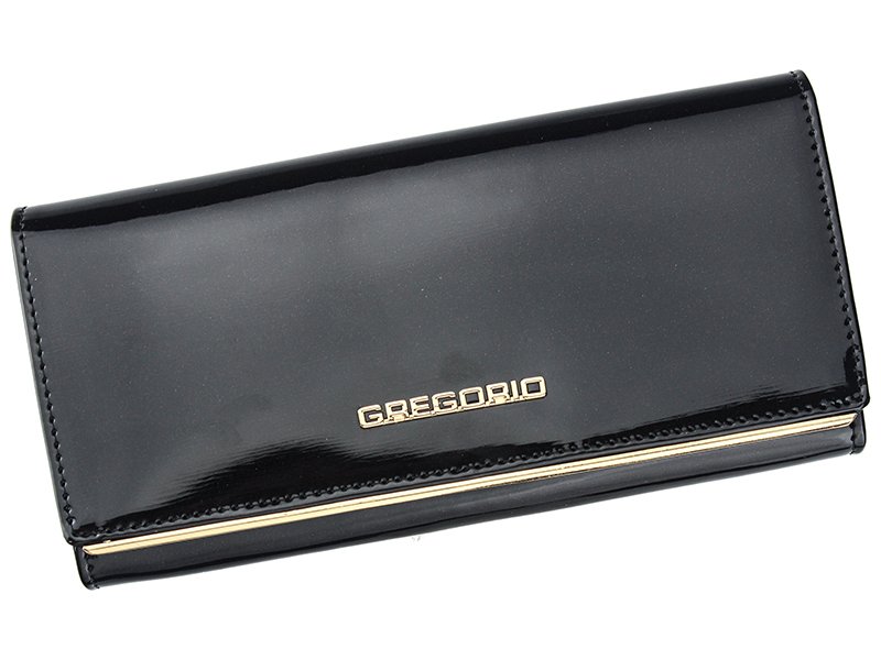 Lesklá černá kožená peněženka Gregorio ZLL106