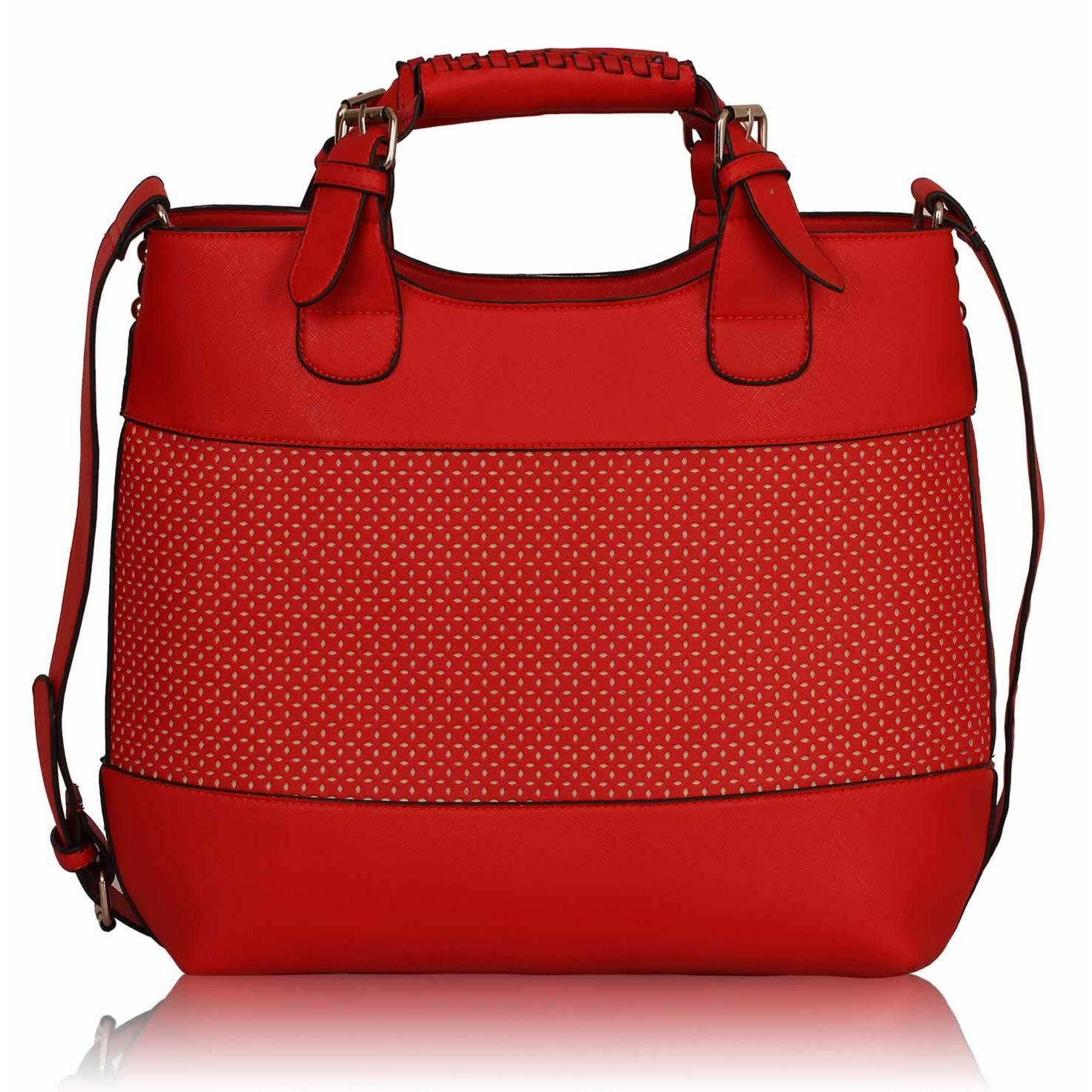 Velká červená shopperbag kabelka LS00268A