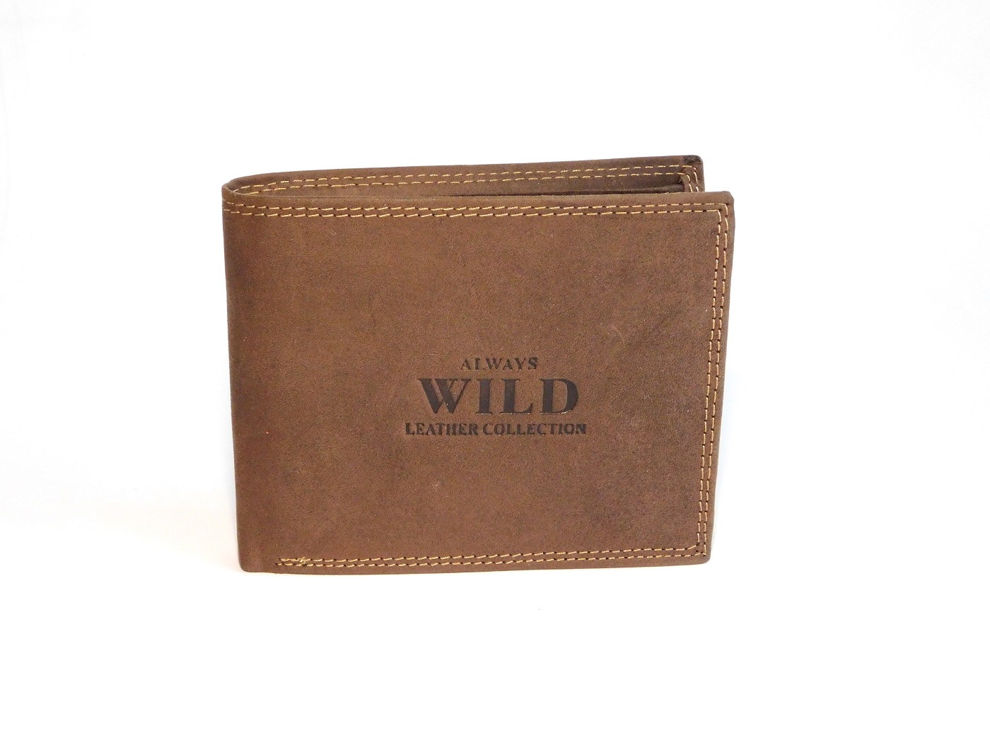 Hnědá kožená peněženka Always Wild bez upínky