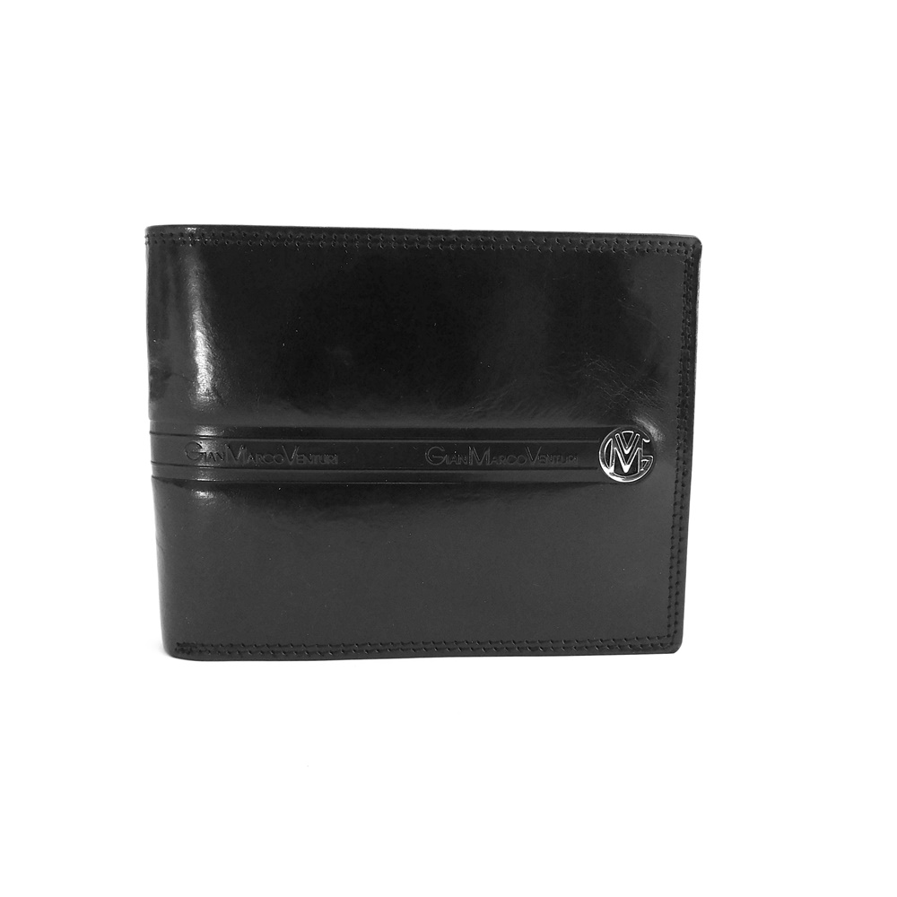 Černá mírně lesklá kožená peněženka GMV no. 159
