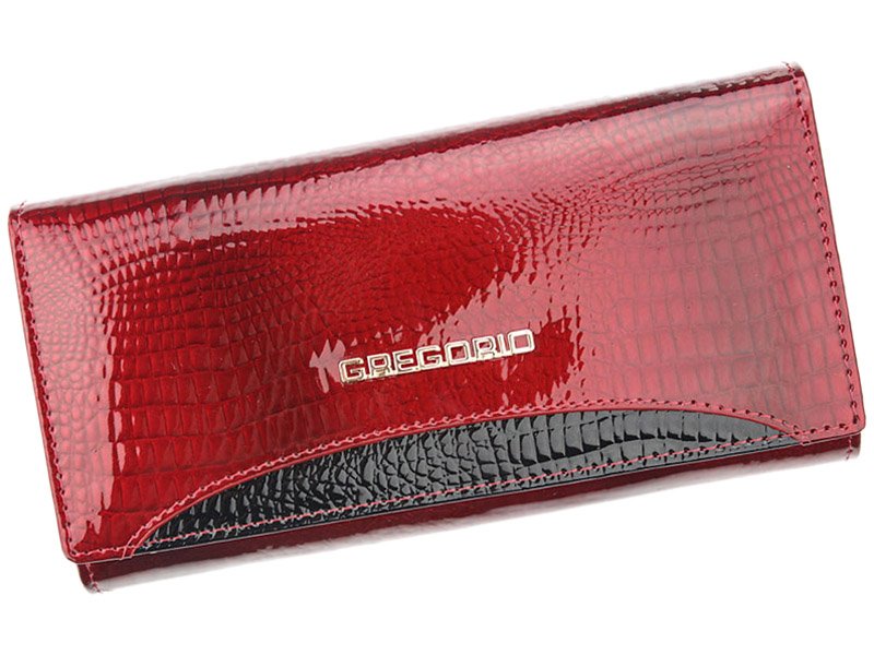 Červená lesklá kožená peněženka Gregorio GP-106