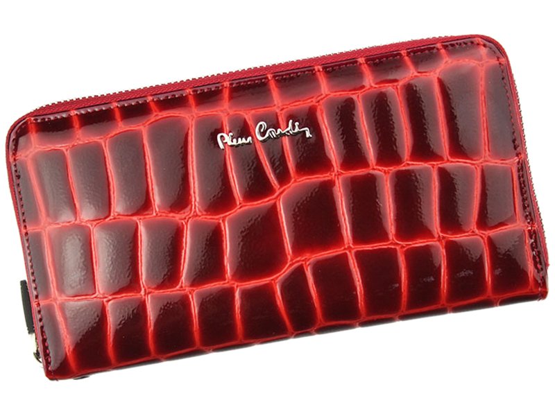 Lesklá celozipová kožená červená peněženka Pierre Cardin COCO 119