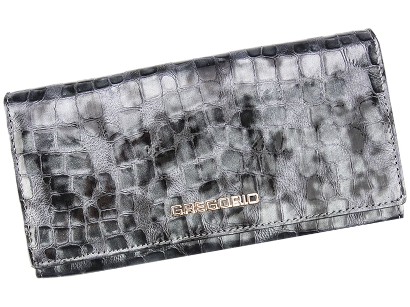 Šedá lesklá kožená peněženka Gregorio FS-106